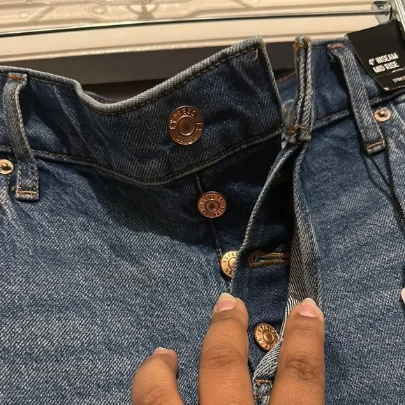 Express Blue Jean Shorts Distressed Frayed Hem - Picture 4 of 10